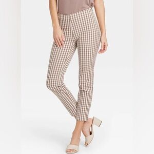 A New Day by Target Taupe and White Checkered Tapered Slacks